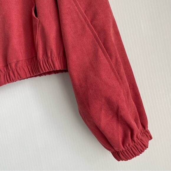 Romwe corduroy full zip jacket watermelon red color size small/4 long sleeve - Picture 4 of 8